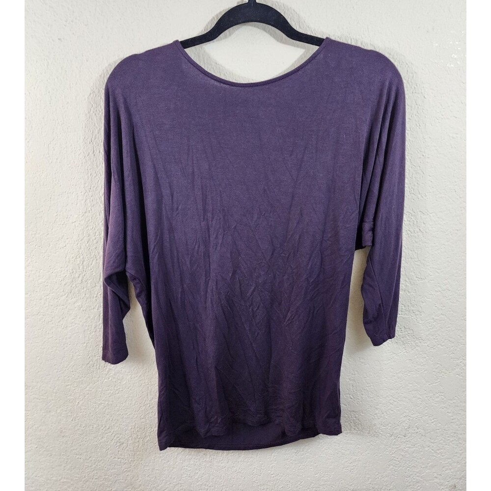 Market & Spruce Womens S Purple 3/4th Sleeve Open Back Tunic Top